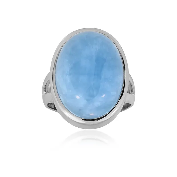 Anello ovale Acquamarina (20 x15 mm), misura 60 (19), rodiato | Marco Schreier