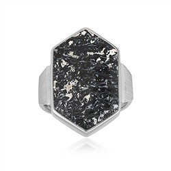 243018250401 Ring Palmholz schwarz/weiß, Hexagon (25 x 15mm), rhodiniert, Größe 60 (19) | Marco Schreier