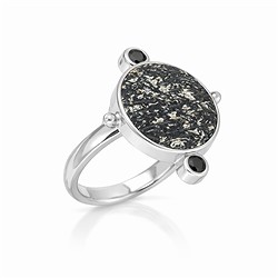 243018250410 Anello in legno di palma nero/bianco, rotondo (20 mm), rodiato, misura 63 (20) | Marco Schreier