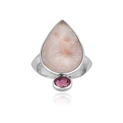 243018250412 Bague Natrolite, tourmaline (rose), rhodiée, taille 57 (18) | Marco Schreier