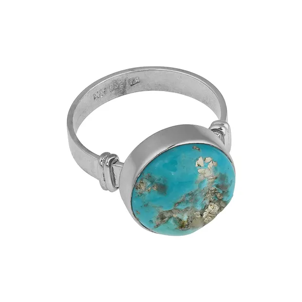 Ring Turquoise (stab.), round (16mm), rhodiniert, size 54 (17) | Marco Schreier