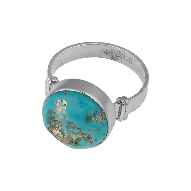 Anillo Turquesa (estabilizado), redondo (16mm), rodinado, talla 57 (18) | Marco Schreier