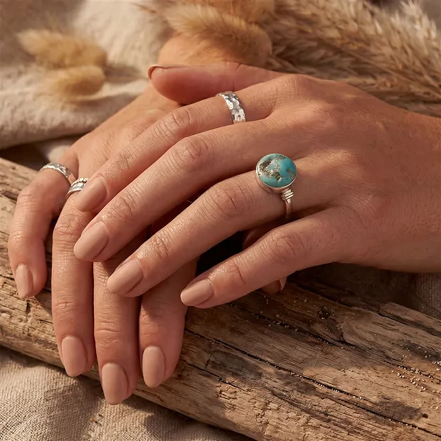 Anillo Turquesa (estabilizado), redondo (16mm), rodinado, talla 60 (19) | Marco Schreier