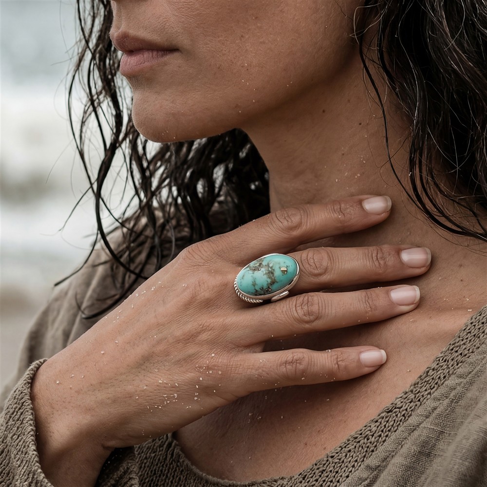 Bague Turquoise (stab.) Ovale (23 x 14mm), Taille 60 (19) | Marco Schreier