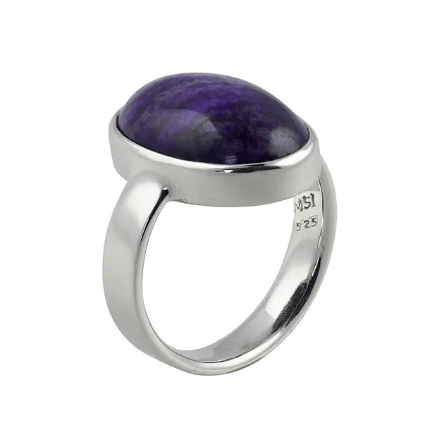 Bague Sugilite, ovale (20 x 13mm), taille 63 (20), rhodiée | Marco Schreier