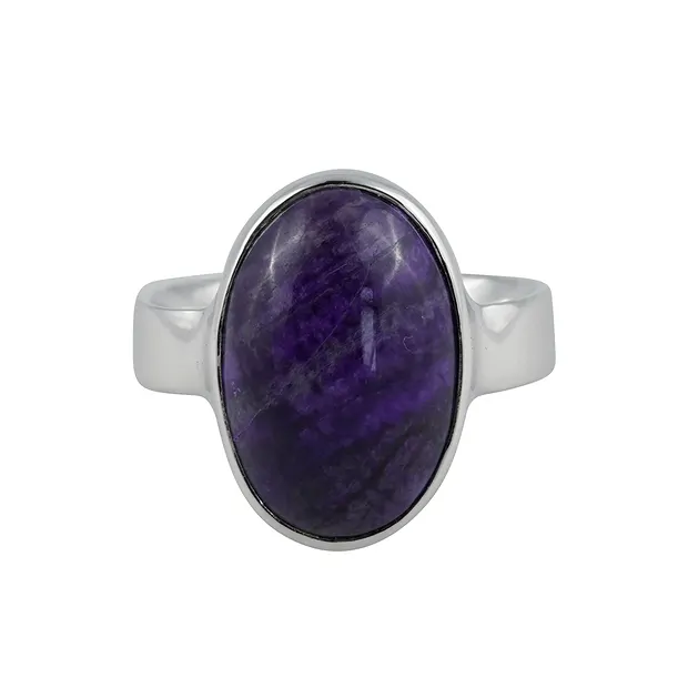Bague Sugilite, ovale (20 x 13mm), taille 63 (20), rhodiée | Marco Schreier