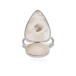 243018260134 Bague en agate de la paix, forme triangulaire, taille 60 (19), rhodiée
 | Marco Schreier