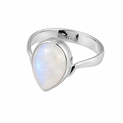 243018260165 Anello con labradorite (bianca), a goccia (14 × 10 mm), misura 57 (18), rodiato | Marco Schreier