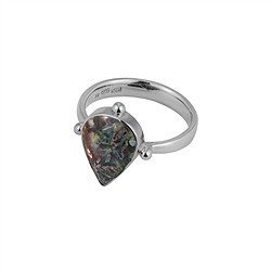 243018260178 Anello con calcedonio Venus, a goccia (15 × 11 mm), misura 60 (19), placcato in rodio | Marco Schreier