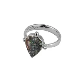Bague Vénus-Calcédoine, forme goutte (15 × 11 mm), taille 63 (20), rhodiée | Marco Schreier