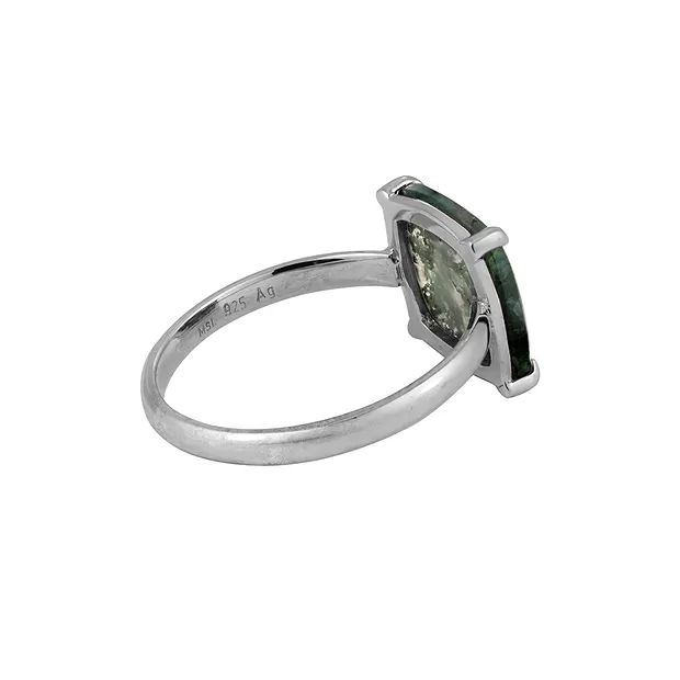 Ring Moosachat, Cushion, Größe 54 (17), rhodiniert | Marco Schreier