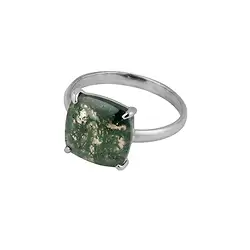 243018260186 Bague en agate mousse, taille « coussin », taille 60 (19), rhodiée | Marco Schreier