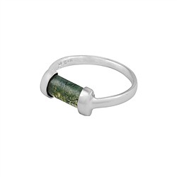 243018260188 Anillo de ágata musgo, forma de medio barril, talla 54 (17), rodinado | Marco Schreier