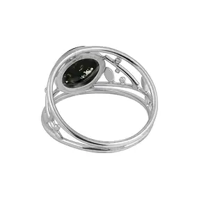 Bague en agate mousse, ronde, taille 54 (17), rhodiée | Marco Schreier