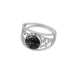 243018260192 Bague en agate mousse, ronde, taille 54 (17), rhodiée | Marco Schreier