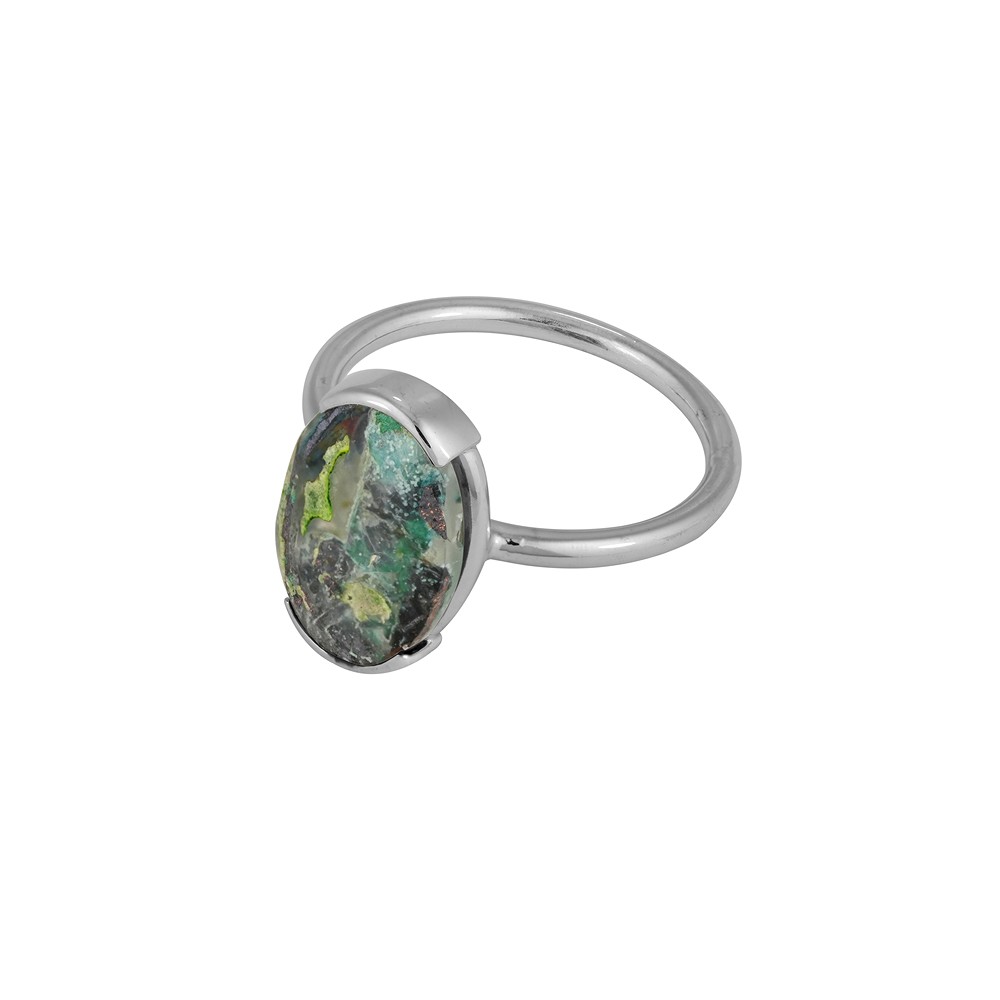 Anello con calcedonio Venus, ovale (17 × 11 mm), misura 60 (19), placcato in rodio | Marco Schreier