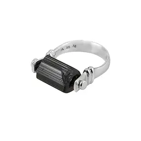 Bague Schorl, cristal naturel 12 × 9 mm, taille 63 (20), rhodié | Marco Schreier