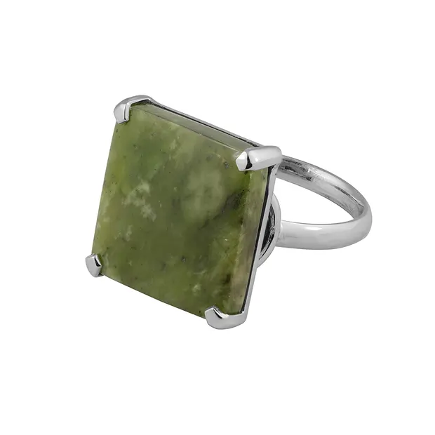 Ring Nephrit, Cushion, Größe 54 (17), rhodiniert | Marco Schreier
