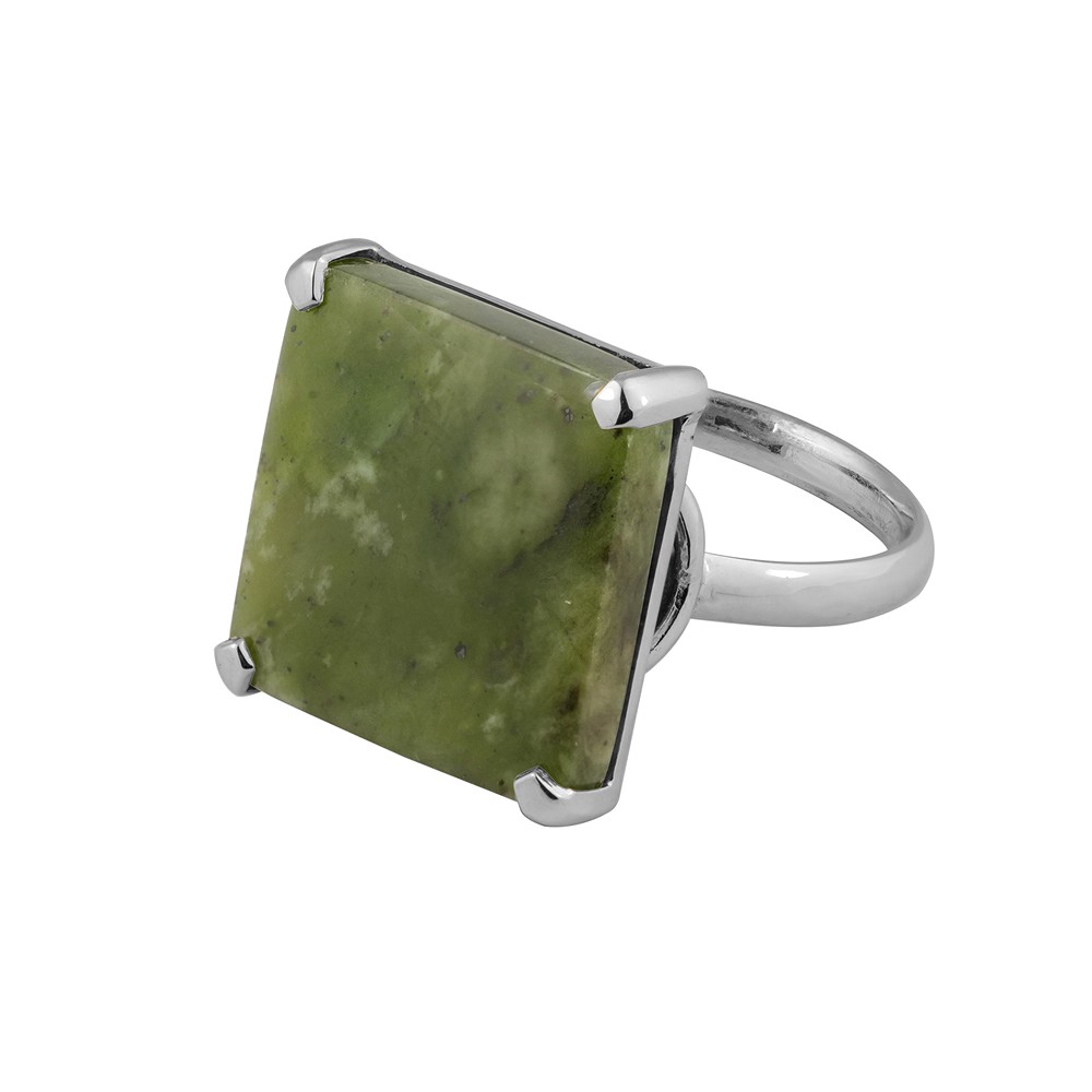 Ring Nephrit, Cushion, Größe 57 (18), rhodiniert | Marco Schreier