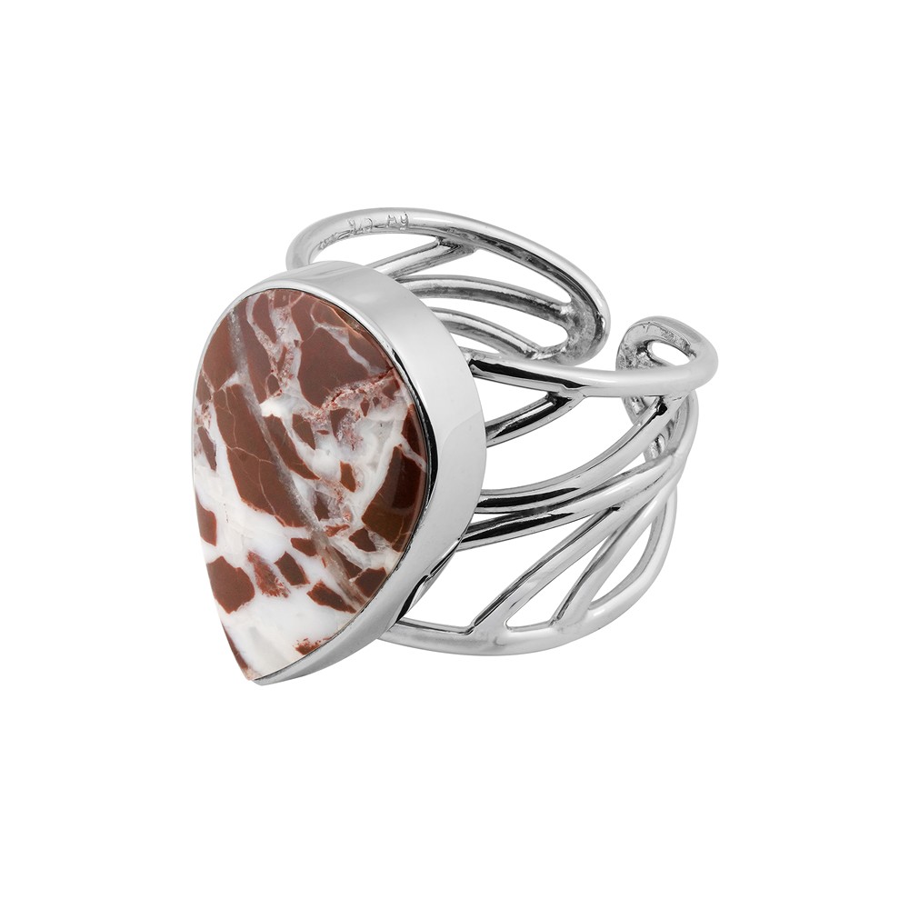 Bague Dragon Lace en Agate, en forme de goutte, rhodié, taille 60 (19) | Marco Schreier