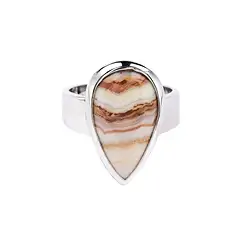 243023210558 Ring Lace Achat Tropfen, Größe 57, platiniert | Edelsteine, Heilsteine & Schmuck