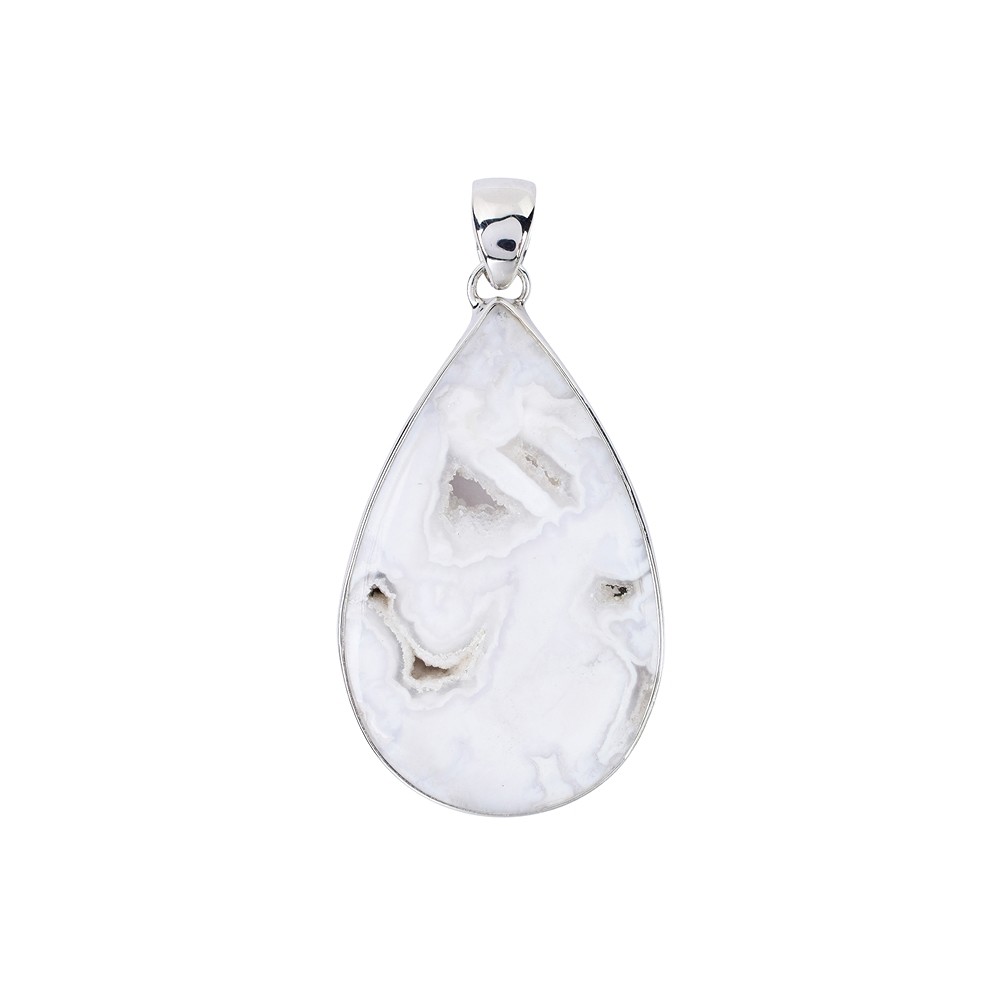 Agate (white) drop ring, size 63, platinum plated | Marco Schreier