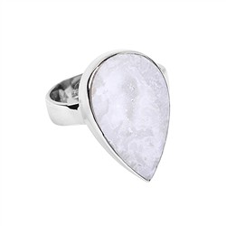 243023220101 Ring Achat Druzy (weiß) Tropfen, Größe 63, platiniert | Marco Schreier