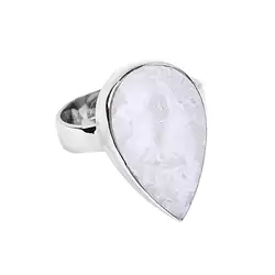 243023220101 Ring Achat Druzy (weiß) Tropfen, Größe 63, platiniert | Marco Schreier