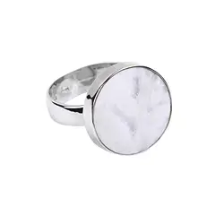 243023220106 Ring Achat Druzy (weiß) rund, Größe 60, platiniert | Marco Schreier