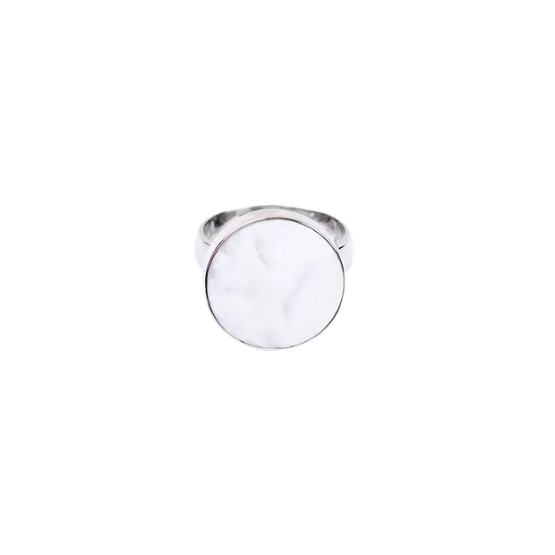 Agate (white) ring, round, size 63, platinum plated | Marco Schreier