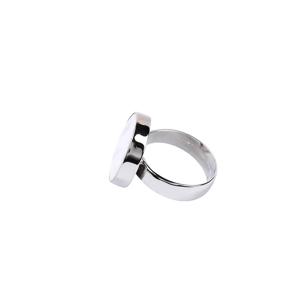 Anillo Ágata Druzy (blanca) redonda, talla 63, platinado | Marco Schreier
