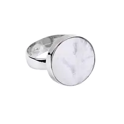 243023220107 Agate (white) ring, round, size 63, platinum plated | Marco Schreier