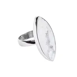 243023220130 Ring Druzy-Achat (weiß) Marquise, Größe 60, platiniert | Marco Schreier