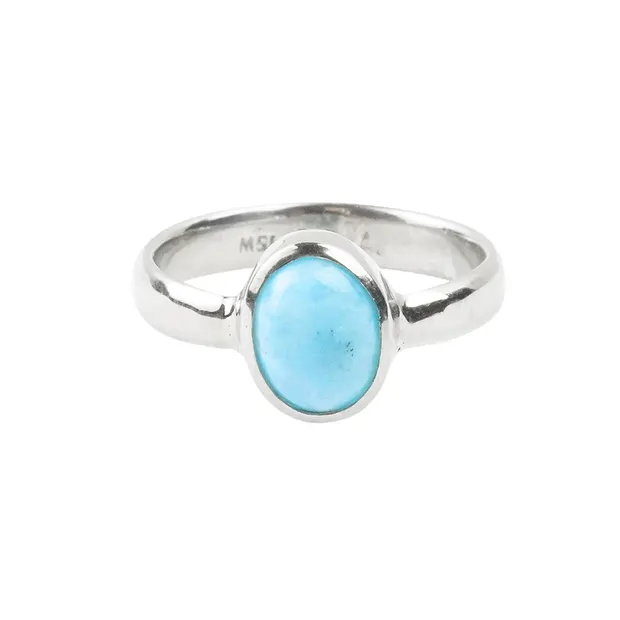 Anillo ovalado de Larimar (10 x 7 mm), talla 66, platinado | Marco Schreier