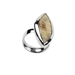 243023220201 Anello marquise in agata pizzo, misura 57 (18), placcato in platino | Marco Schreier