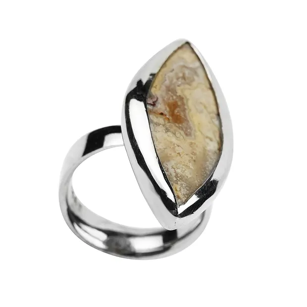 Bague Dentelle-Agate Marquise, taille 63 (20), platinée | Marco Schreier