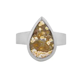 Bague jaspe océan, goutte (18 x 12mm,) taille 60 (19), platiné | Marco Schreier