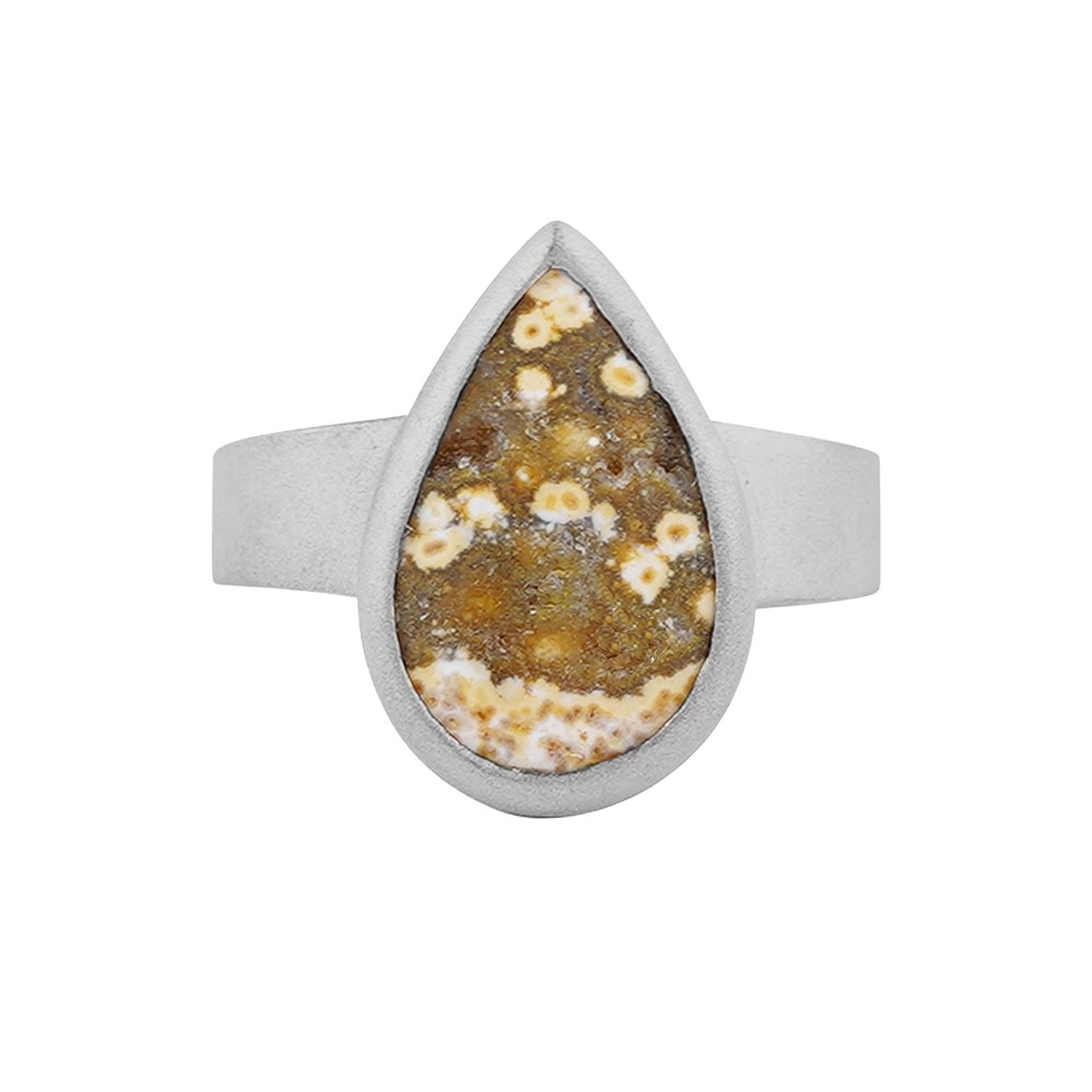 Ring Ozean-Jaspis, Tropfen (18 x 12mm,) Größe 63 (20), platiniert | Marco Schreier