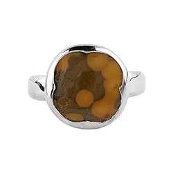 243023220238 Ring ocean jasper, round (15mm,) size 60 (19), platinum plated | Marco Schreier