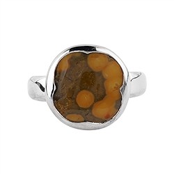 243023220239 Anello in diaspro oceanico, rotondo (15 mm), misura 63 (20), placcato in platino | Marco Schreier