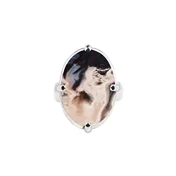 243023220298 Petrified Palm Wood Oval ring, size 57, platinum plated | Marco Schreier