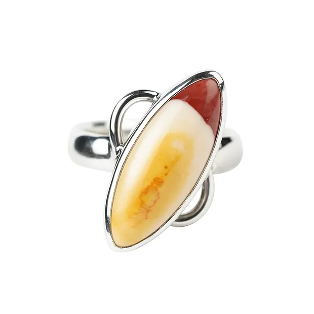 Ring Mookait Marquise (23 x 9mm), Größe 57, platiniert | Marco Schreier