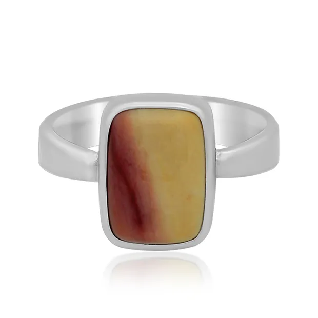Ring Mookaite rectangle (14 x 10mm), size 57, platinum plated | Marco Schreier