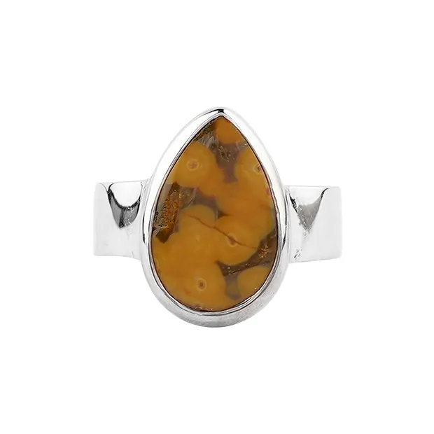 Ring Ozean-Jaspis, Tropfen (18 x 10mm,) Größe 57 (18), platiniert | Marco Schreier