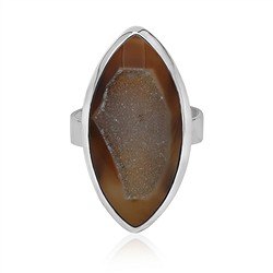 243023220385 Anello marquise in agata (marrone/nero), misura 60, placcato in platino | Marco Schreier