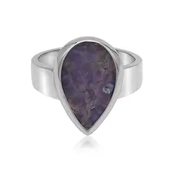 243023220407 Anello con goccia di Agata (18 x 10 mm), misura 54, placcato in platino | Marco Schreier