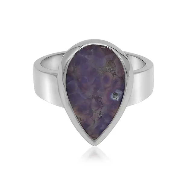 Anello con goccia di Agata (18 x 10 mm), misura 60, placcato in platino | Marco Schreier