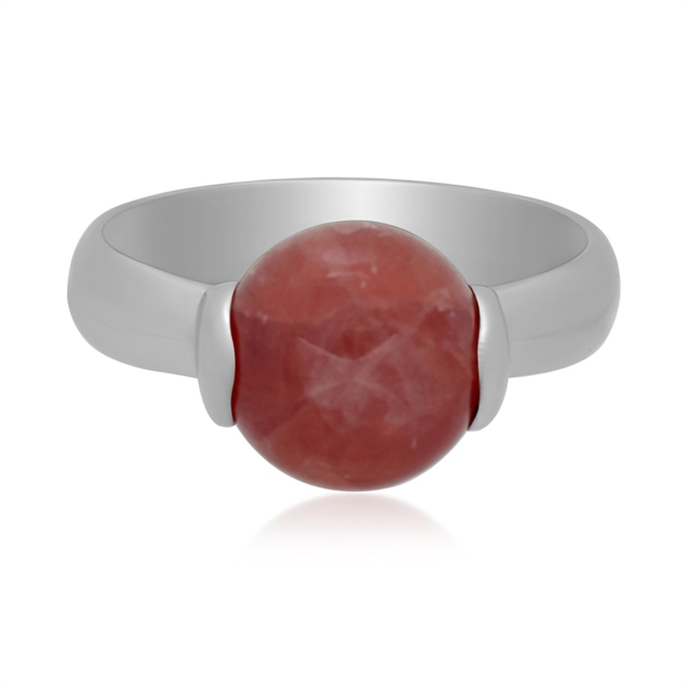 Ring Rhodochrosit rund (10mm), Größe 63 (20), platiniert | Marco Schreier