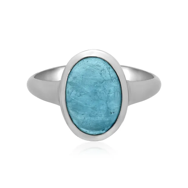 Ring Aquamarin Oval (14 x 10mm), Größe 66 (21), platiniert | Marco Schreier