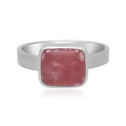 243023220451 Rhodochrosite rectangle ring (11 x 9mm), size 60 (19), platinum plated | Marco Schreier